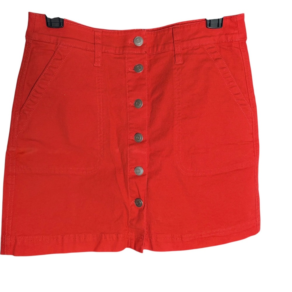 J Crew Mercantile NWT Red Utility Button Front A Line Mini Skirt Size 0